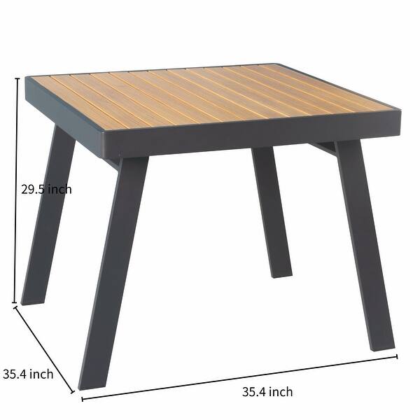 HIGOLD Nofi 4.0 Patio Dining Table Teak Painting Table Top Aluminum Frame for Outdoor Garden Lawn Backyard Bistro, Square