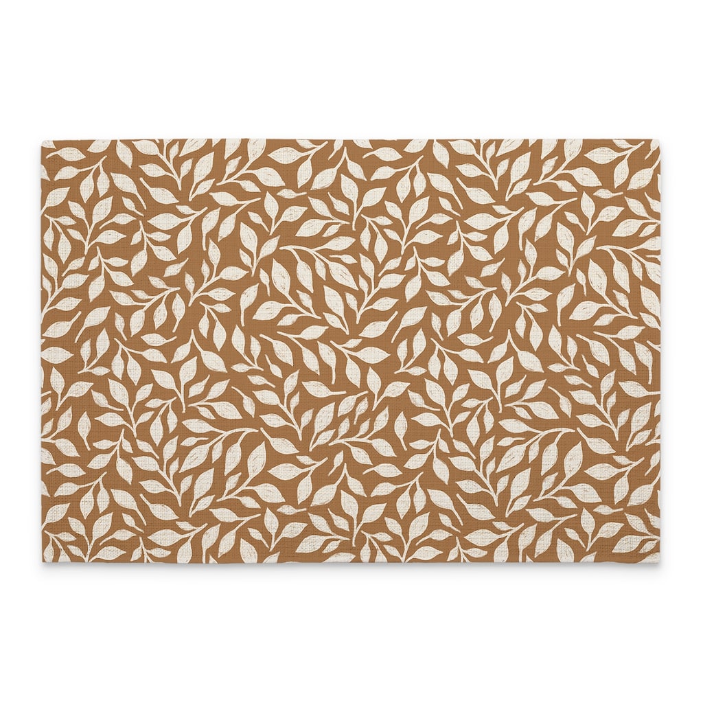 Mocha Leaves 4-Pack Poly-Cotton Blend Placemats Manufactured in The USA Machine Washable Dryer Safe