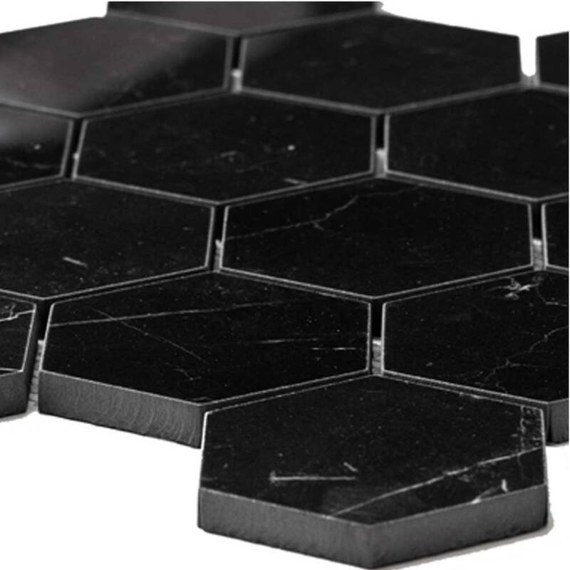 Stately Hex 11x14 Polished Porcelain Mosaic Tile - Floor, Wall, Backsplash
