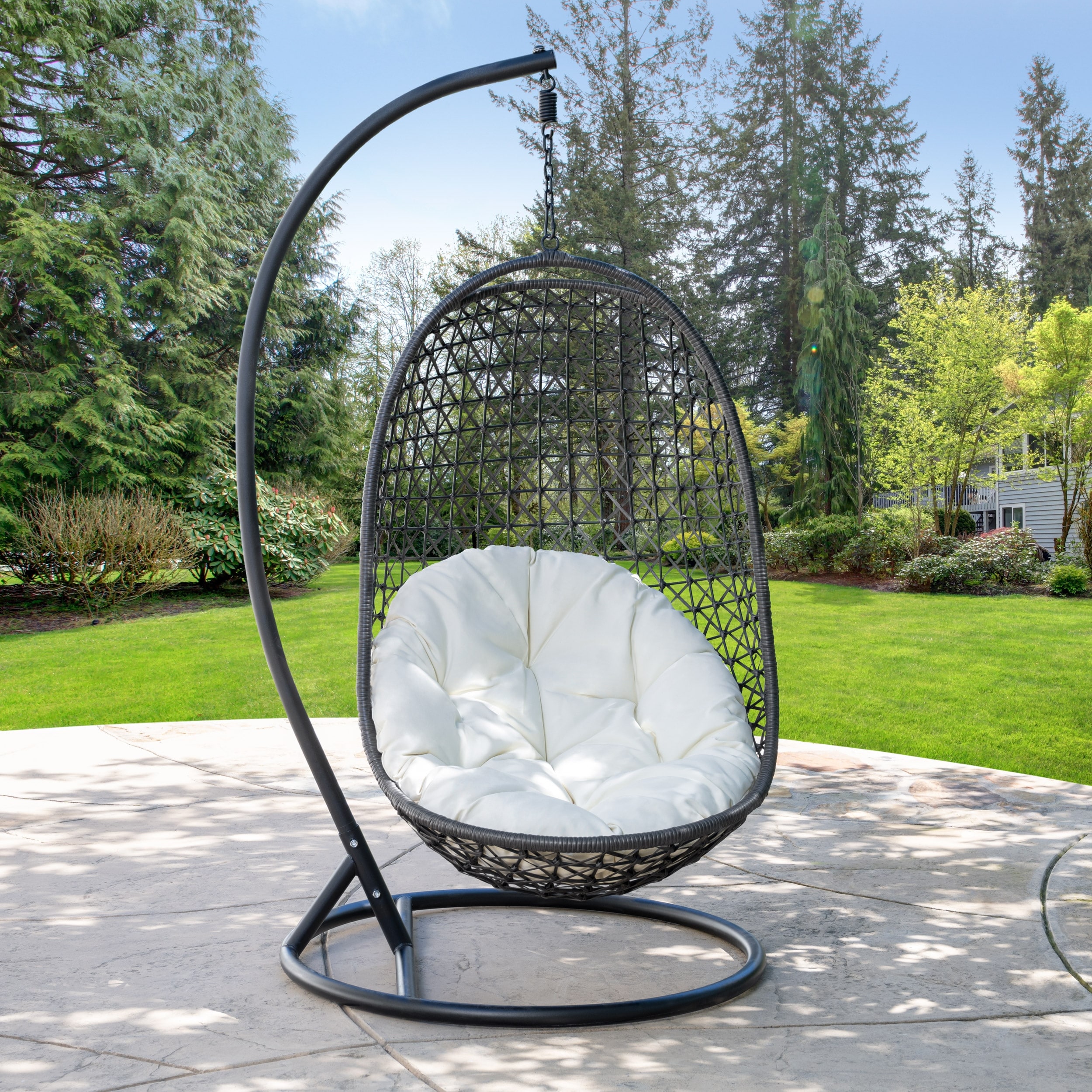 Abbyson  Layla Outdoor Patio Wicker Hanging Basket Chair