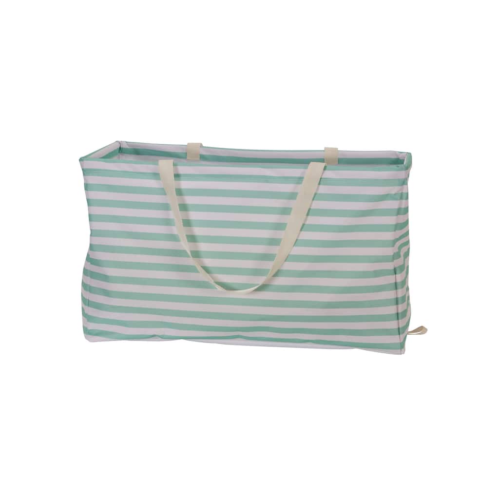 Household Essentials Krush Tote, Teal Striped Pattern - 11.0"L x 22.0"W x 13.0"H