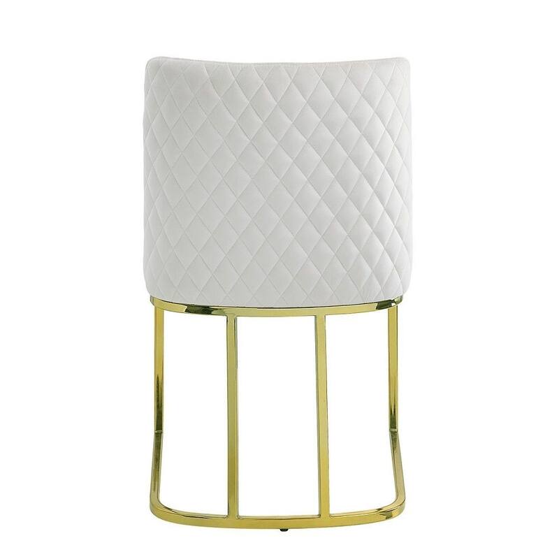 24 Inch Side Dining Chair Set of 2, Soft Off White Velvet, Gold Metal Base