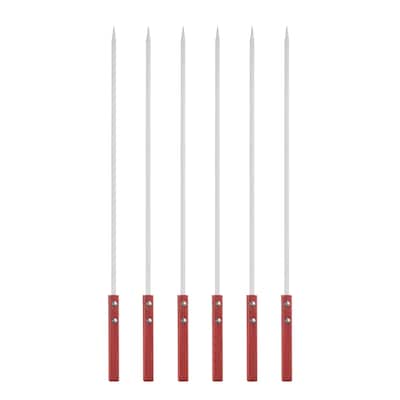 6pcs Kebob Skewers 50cmx7mmx2mm Flat Sticks with Wood Handle