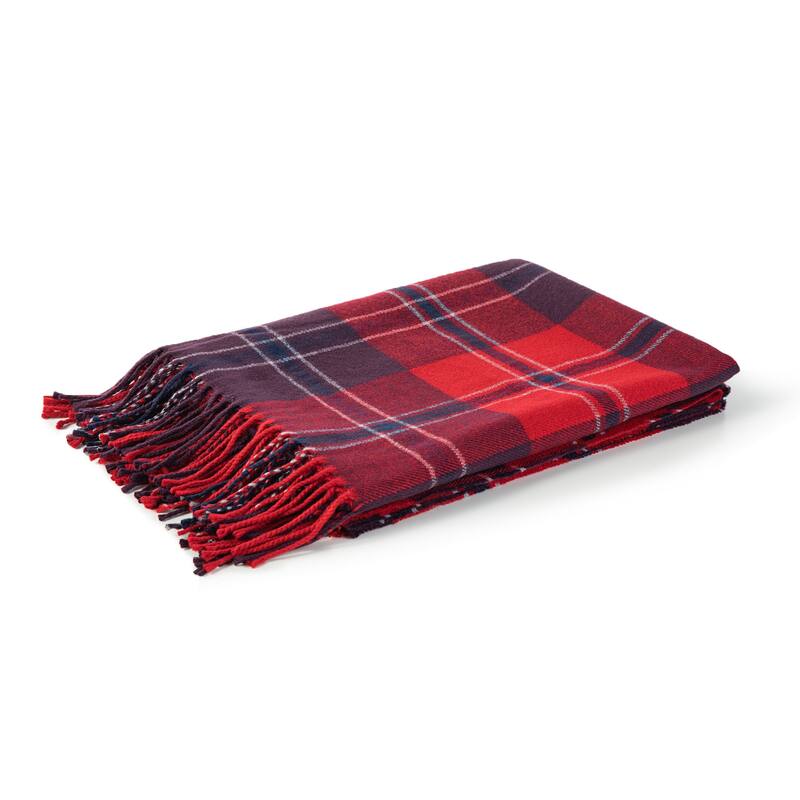 Glitzhome 50 x 60 Knitted Acrylic Plaid Woven Throw Blanket with Tassels