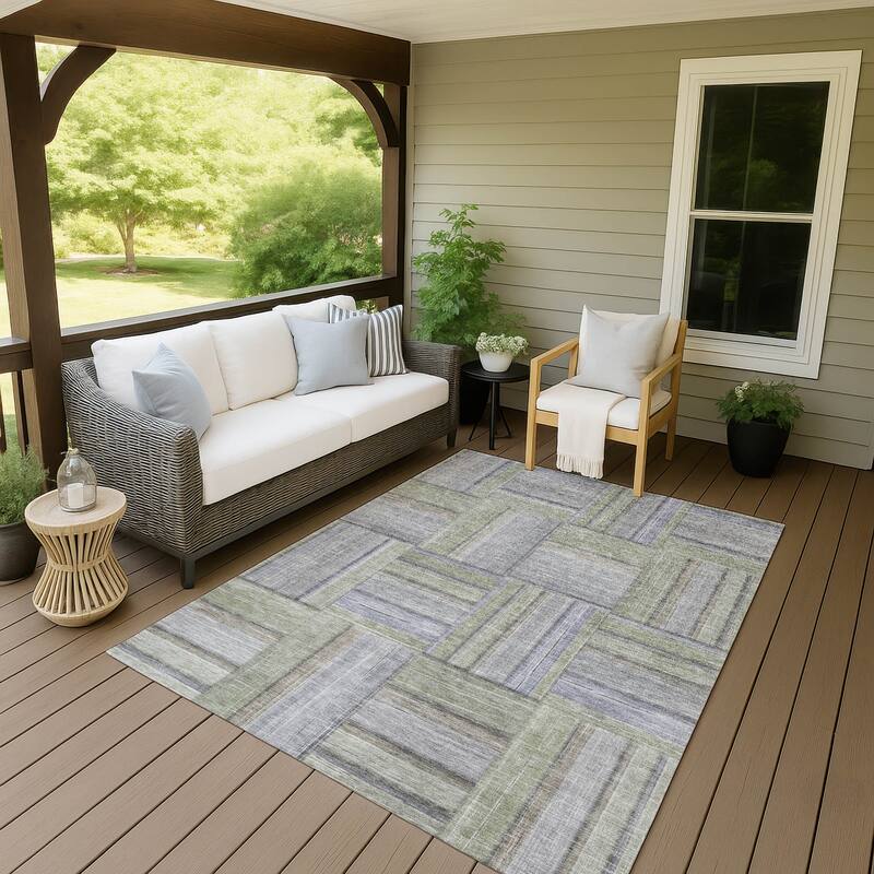Machine Washable Indoor/ Outdoor Modern Weave Chantille Rug - Fern - 8' x 10'