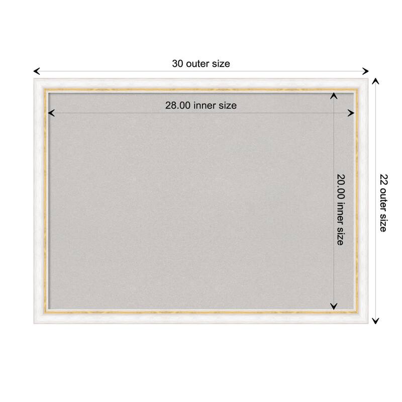 Morgan Wood Framed Grey Corkboard Bulletin Board - Morgan White Gold - Board Size 28x20