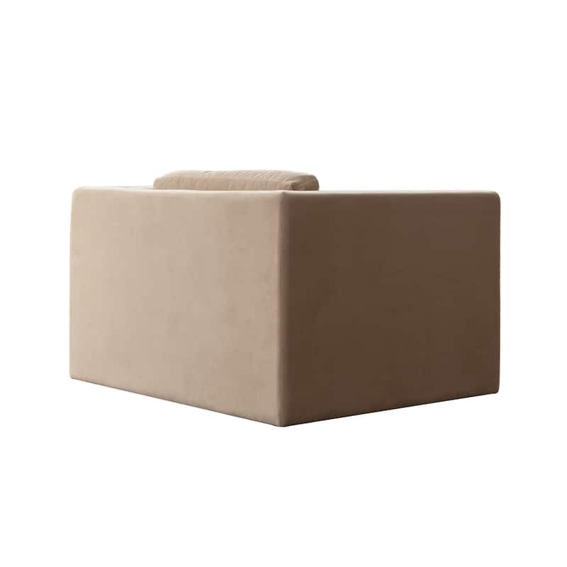 Roe Accent Chair, Camel Brown Performance Velvet, Track Arms