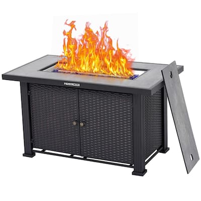 44 Inch Propane Fire Pit Table with Double-Sided Cover, 50000Btus - 44 Inch