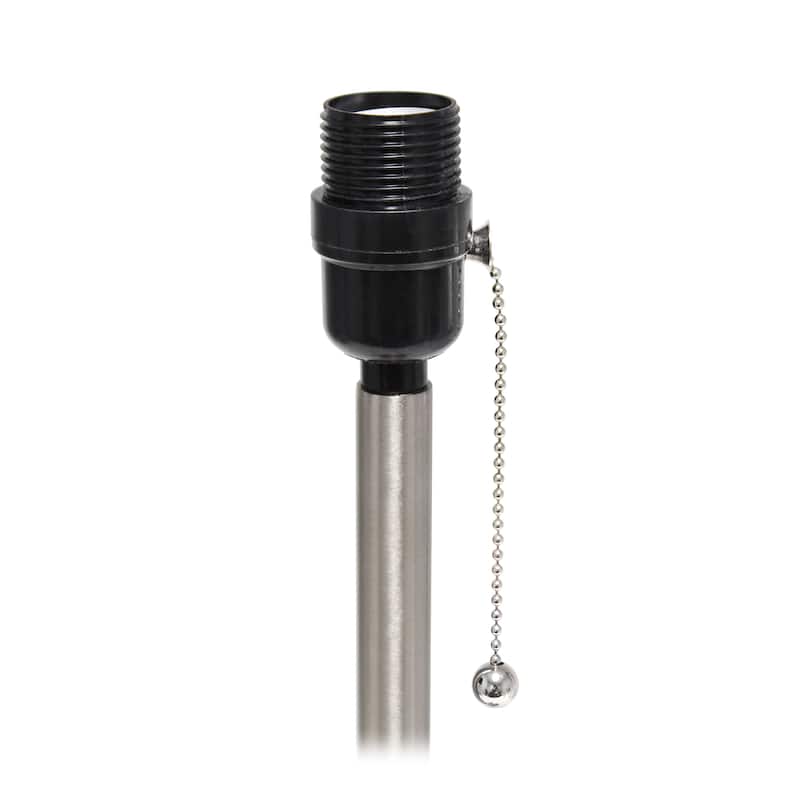 21.25" Modern Glam Metal Table Lamp with Silk Shade and Pull-Chain Switch for Bedroom or Living Room - 8"L x 8"W x 21.25"H