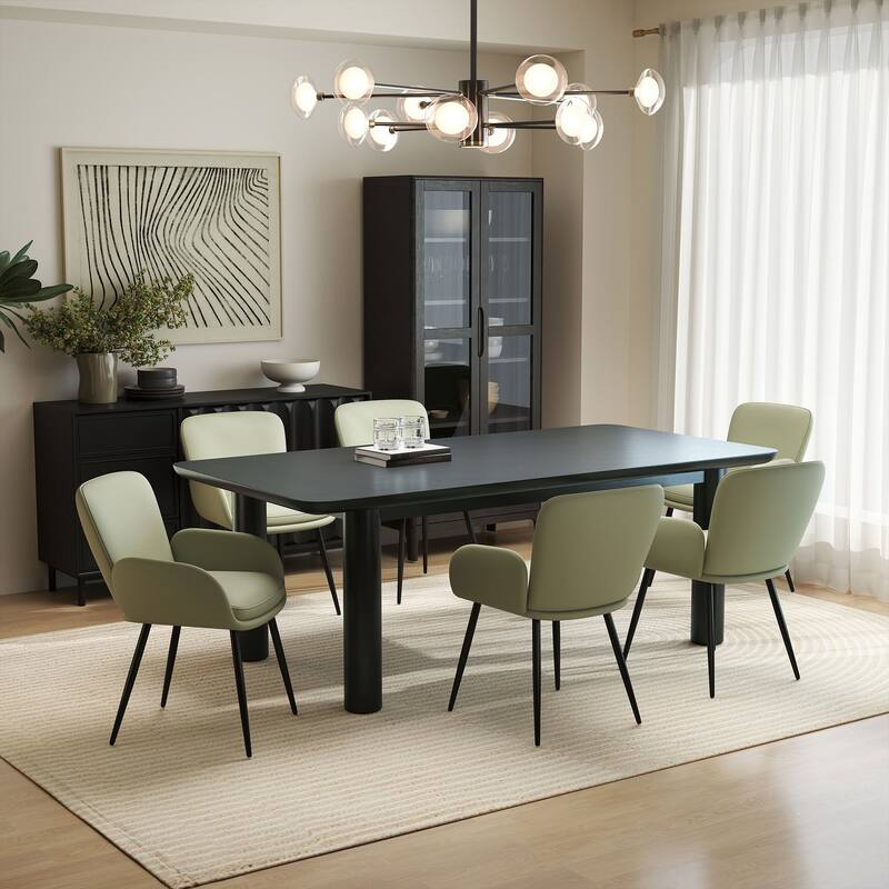 Set of 2 Cat-Scratch Resistant Dining Chairs with Gold Metal Legs - Green - Set of 6