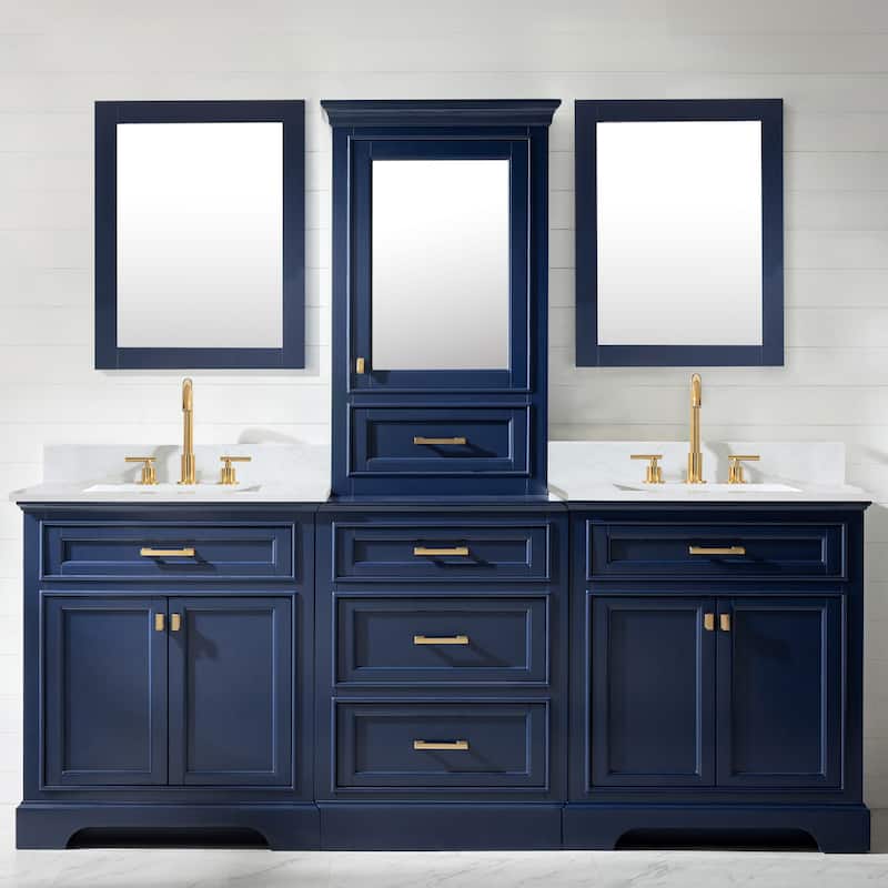 Milano 96" Double Sink Bathroom Vanity Modular Set in Blue