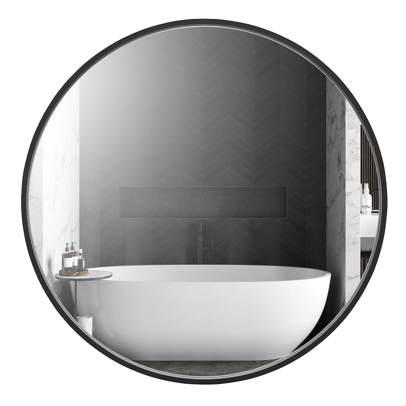 Ledel Modern Metal Framed Bathroom Vanity Mirror Round Accent Wall Mirror - 36" - Black