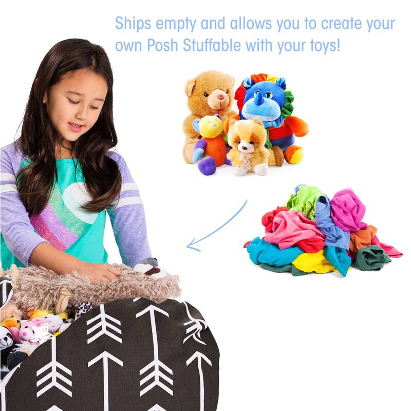 Kids Bean Bag Chair Cover Stuffed Animal Storage or Toy Organizer