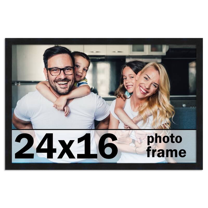 24x16 Frame Black Solid Wood Picture Frame | 0.75 Inch Moulding Width