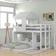 preview thumbnail 2 of 29, Twin Over Full Size Bunk Bed, Loft Bed with Playhouse & Ladder Upholstered Bed and Guardrails Wooden Houses Bed