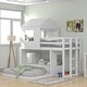 preview thumbnail 1 of 7, White Wood Bunk Bed, Twin Over Full House-shaped Bed with Playhouse Frame, Farmhouse, Ladder, Window, Safety Guardrails White - Full
