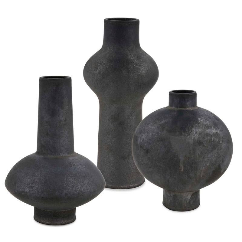 Uttermost Charcoal Bloom Indoor-Outdoor Vases (Set of 3)