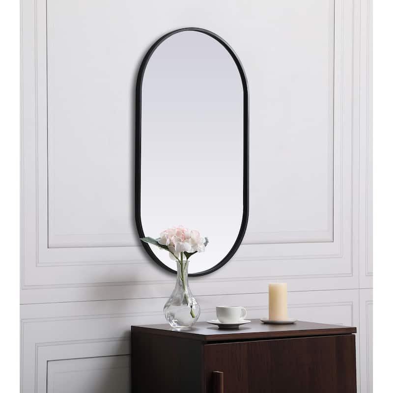 Indigo Home Metal Frame Oval Mirror 20x36 Inch