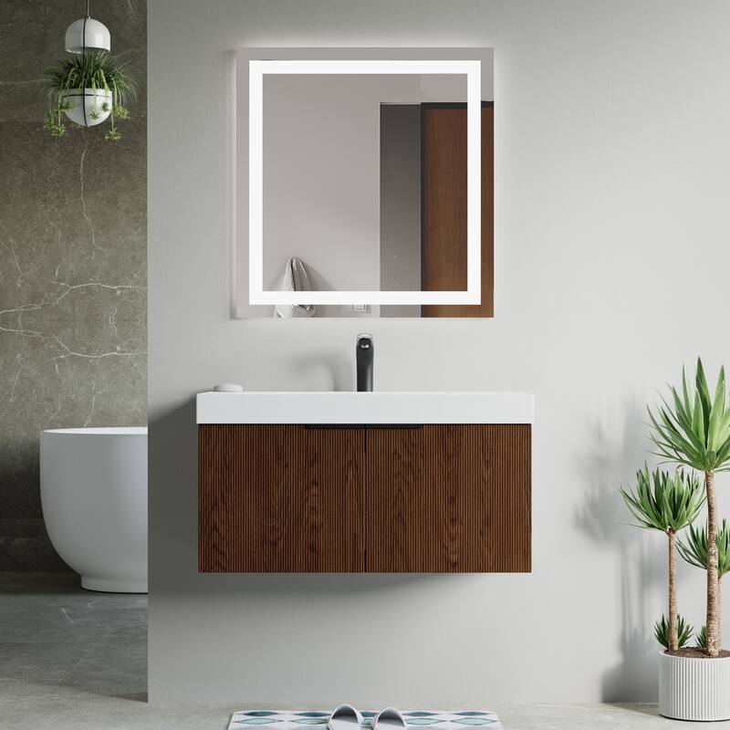 Dillon 36" Single Vanity Set - Walnut with Resin Basin