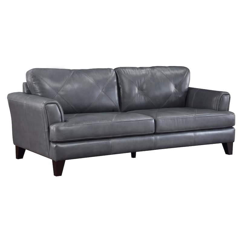 Howe Leather Living Room Sofa - Burnish Gray
