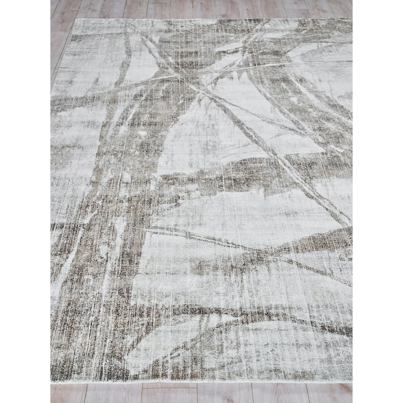 EXQUISITE RUGS Kyoto Hand-loomed Wool/Bamboo Silk Silver/Beige Area Rug.