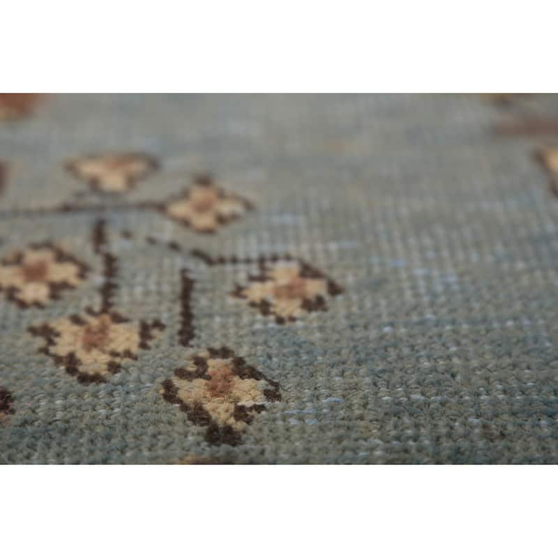 Light Blue Medallion Tabriz Persian Rug Floral Handmade Wool Carpet - 9'10"x 12'4"