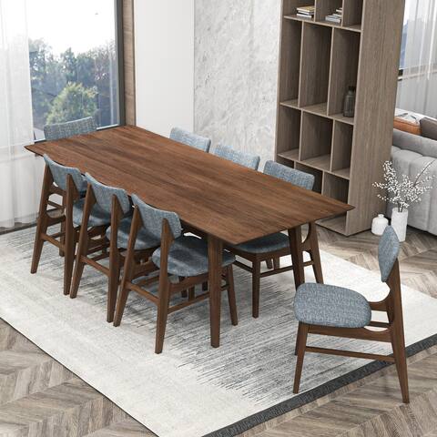 Arvada Mid Century Modern 9 Piece Comfy Dining Room Set