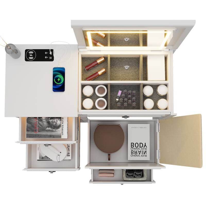 Makeup Vanity With Led Light and Hidden Storage