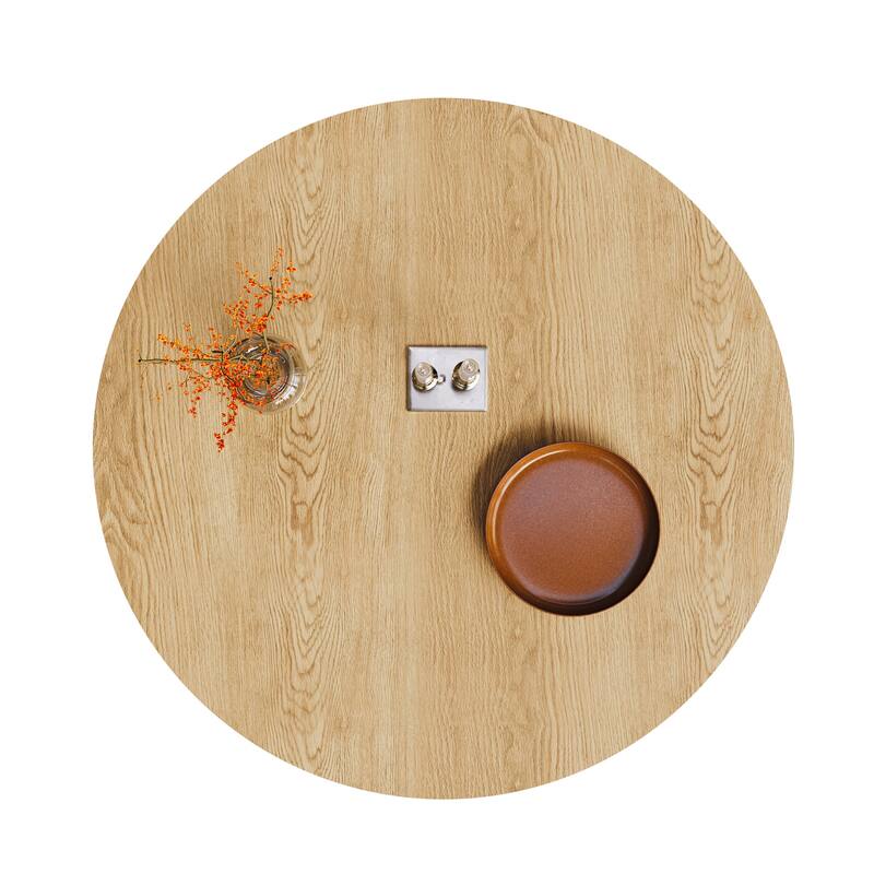 43 Inches Round Dining Table for 4 People, with Wooden Pedestal Base, Modern Dinner Table for Dining Room, Kitchen