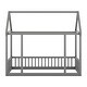 preview thumbnail 4 of 7, Stylistic Elements Twin Size Floor Wooden Kids Bed with House Roof Frame and Safety Guardrails, Gray