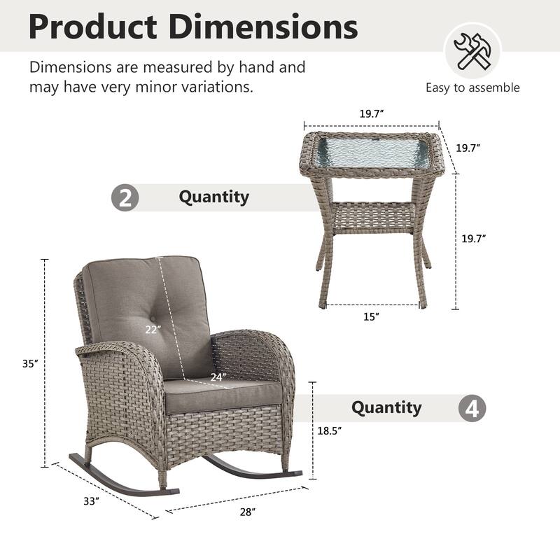 Gymojoy Outdoor Wicker Patio Furniture Chair Set Weather-Resistant