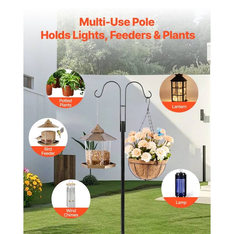 Double Shepherds Hook 8 Pack 76 Inch Heavy Duty Bird Feeder Pole