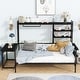 preview thumbnail 28 of 34, Metal Daybed with Movable Desk, Metal Slat Support Bed Frame Metal Grid, Shelves and Clothes Hanger Black - Twin