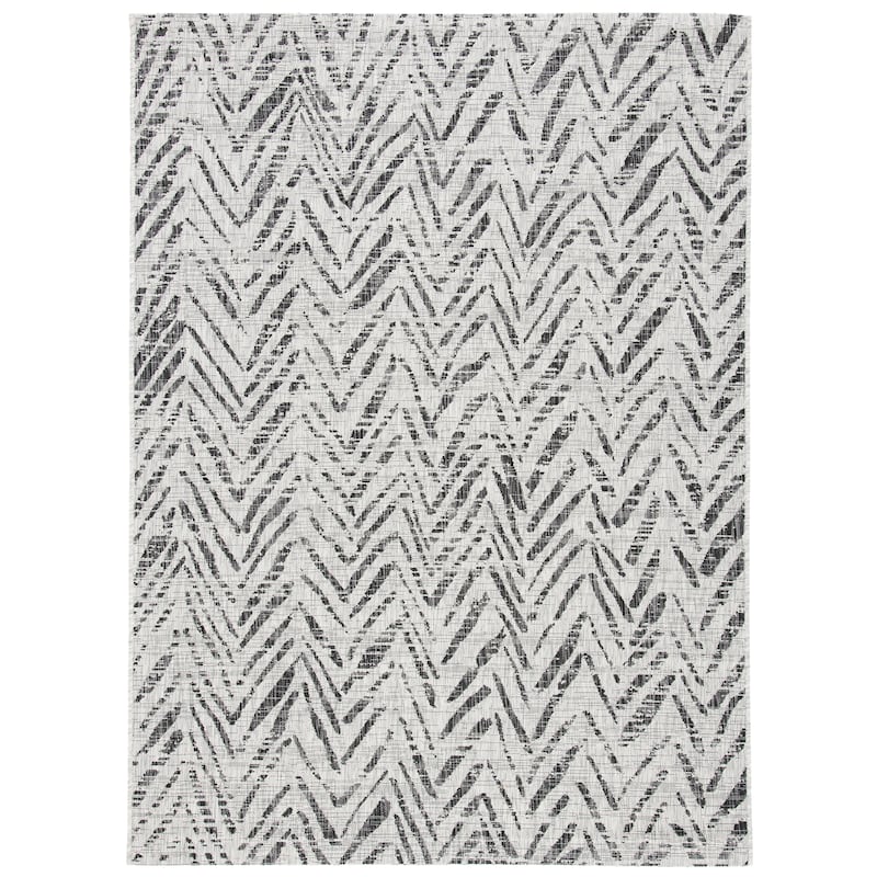 SAFAVIEH Courtyard Thin Indoor/ Outdoor Waterproof Patio Backyard Rug - 2'3" x 5' - Grey/Black