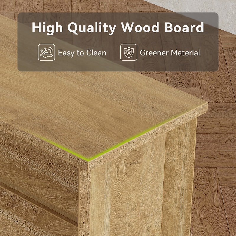 Oversized 3-Drawer Wood Nightstand, Large Storage Night Stand for Bedroom