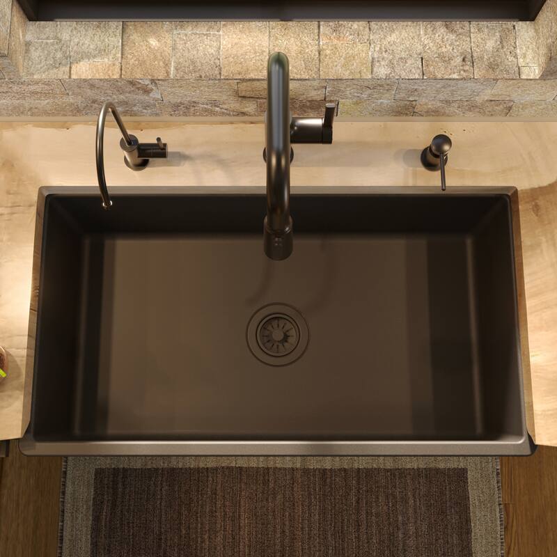 Karran FCP33SB 33" Single Bowl Panel Front Farmhouse Fireclay Kitchen Sink with Reversible Apron Front