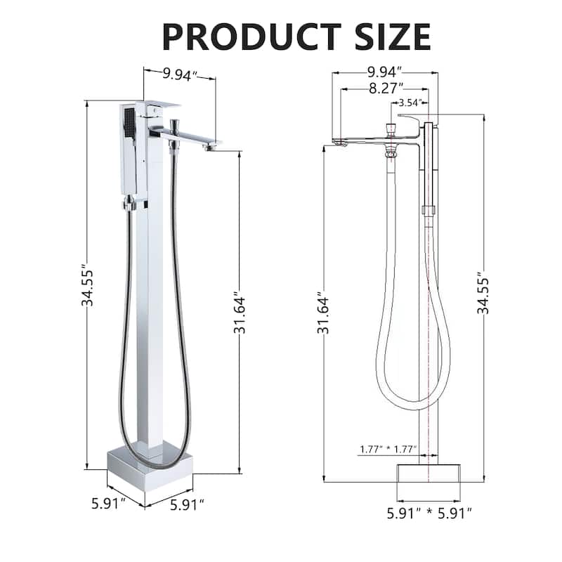 Bathtub Faucet, Single Handle Floor Mounted Free Standing Bathtub Faucet