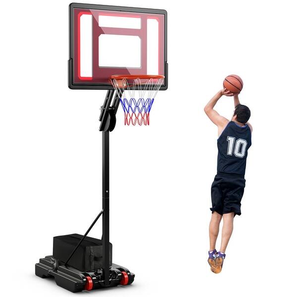 slide 2 of 10, Goplus Portable Basketball Hoop System 5-10 FT Adjustable with Weight - See Details Black - See Details
