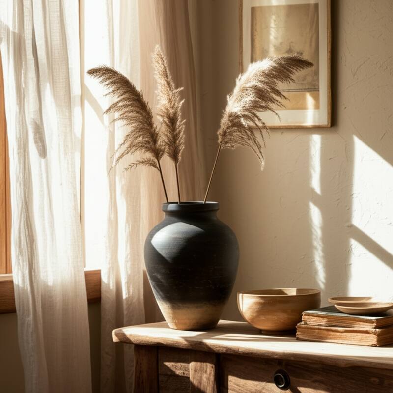 Decorative Round Pottery Vase for Home Decor
