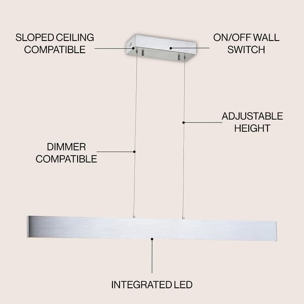 dimension image slide 9 of 11, Julian 40" Dimmable Adjustable Integrated LED Metal Linear Pendant, by JONATHAN Y