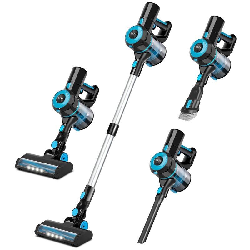Cordless Vacuum Cleaner, 8-in-1 Stick Vacuum Cleaner, 25Kpa Powerful Suction Vacuum with 45 Mins Runtime Detachable Battery - Blue