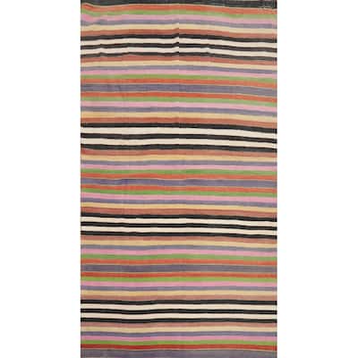 Hand Woven Oriental 100% Wool Carpet Southwestern Geometric Multi-Colored Kilim Area Rug - 9' 3'' X 5' 2''
