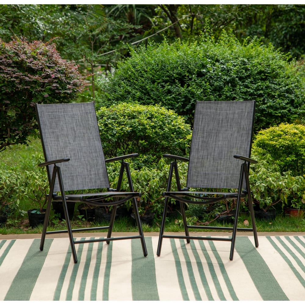 Patio Foldable Sling Three Colors Dining Foldable Chairs with 7 Levels Adjustable