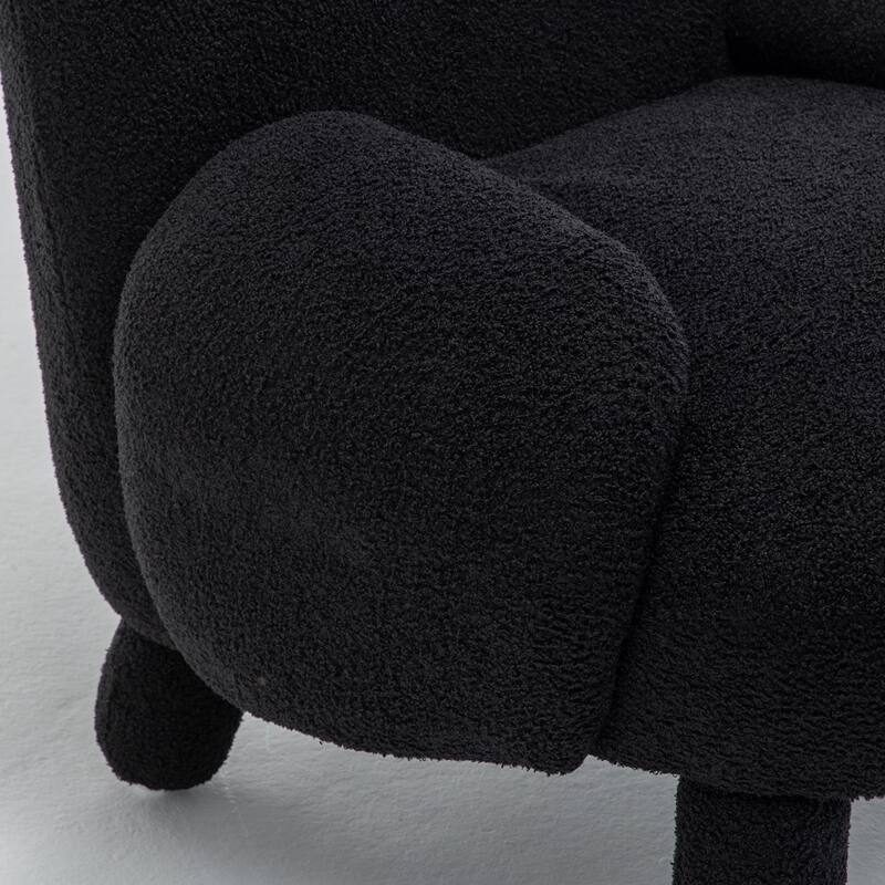 SEYNAR Modern Faux Sherpa Upolstered High Back Armless Accent Chair Set of 2