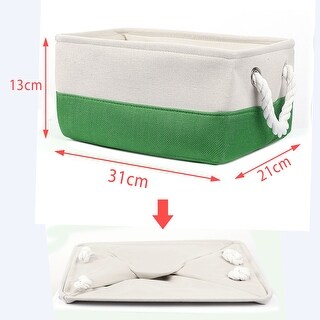 Foldable Polyester Storage Basket or Bin with Durable Cotton Handles