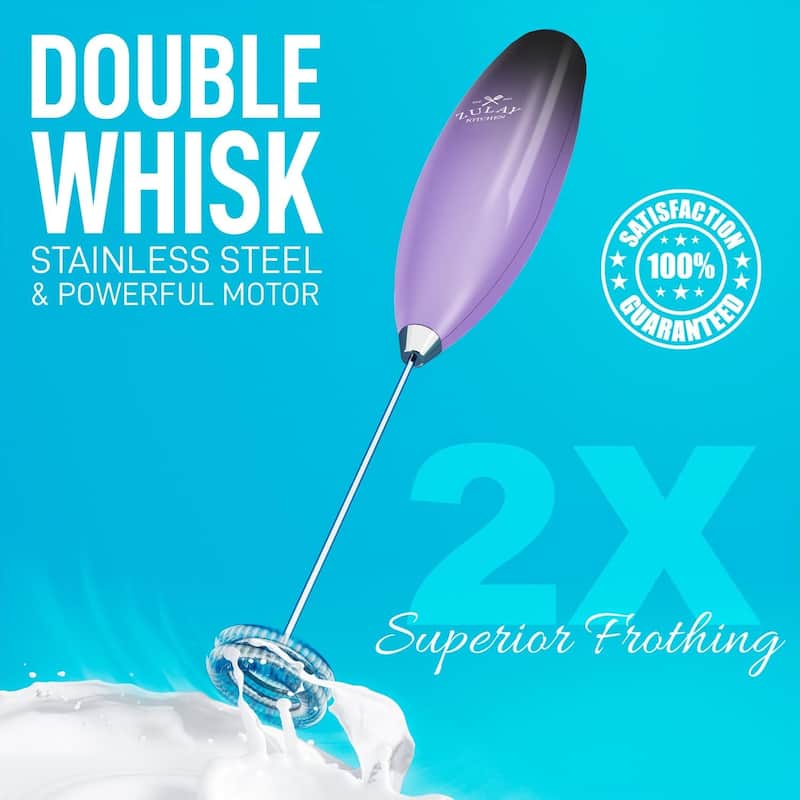Zulay Kitchen Double Whisk Milk Frother Handheld Mixer