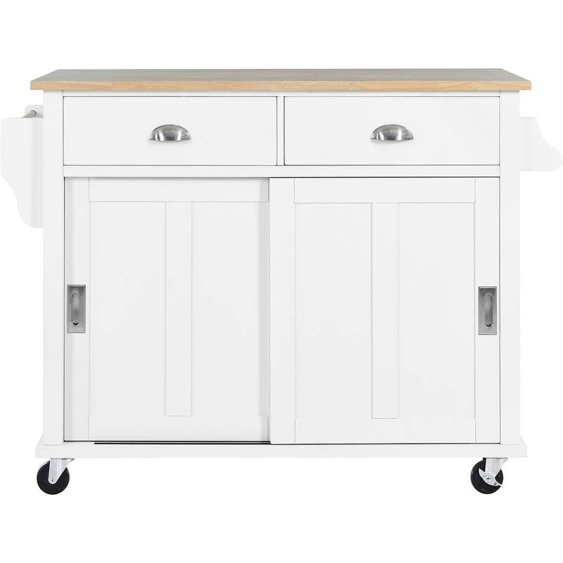 Kitchen Island Cart with Wheels Drop-Leaf Countertop