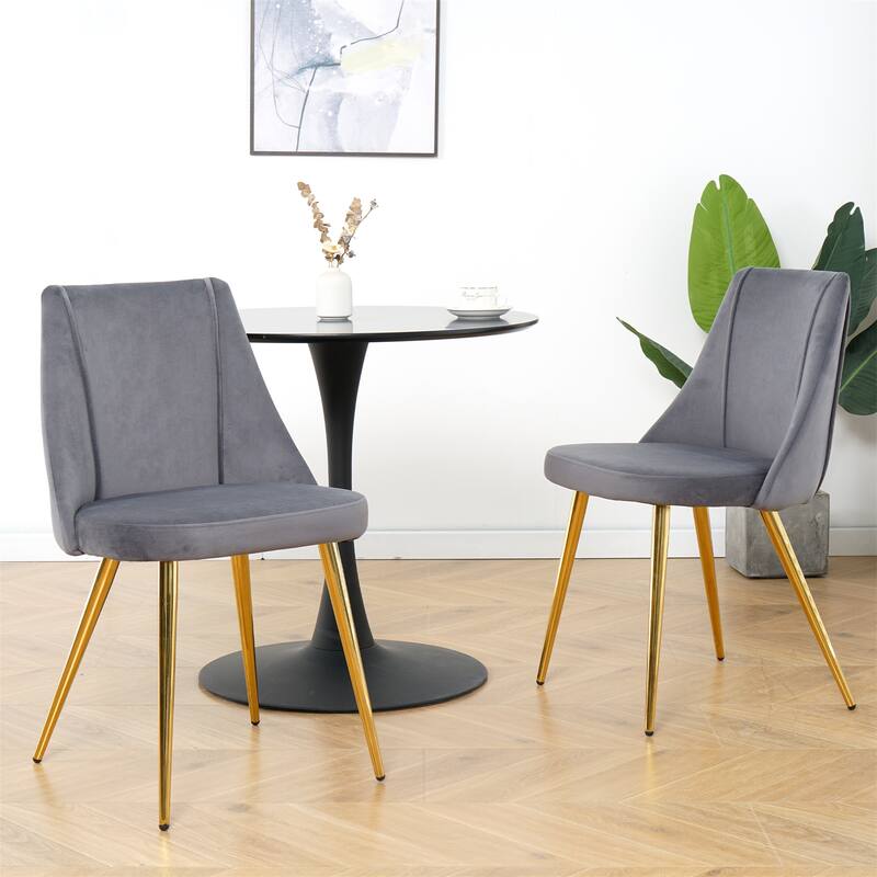 Modern Grey Velvet Dining Chairs Set of 4
