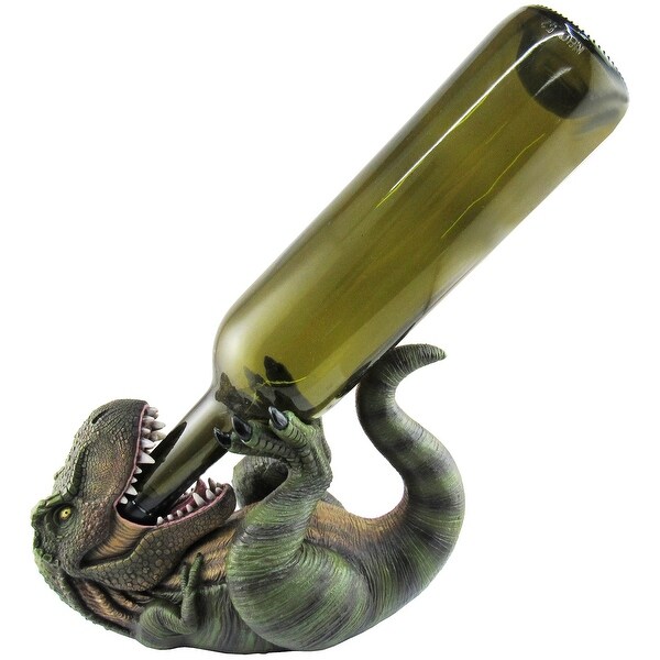 DWK Corporation Winosaurus Rex Dinosaur Wine Bottle Holder - Funny Animal Wine Rest Bar Accessory - 4 in. x 6 in. x 9.5 in.