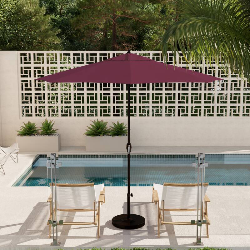 North Bend 9-foot Crank Open Auto-tilt Bronze Finish Patio Umbrella by Havenside Home (Base not included) - Purple